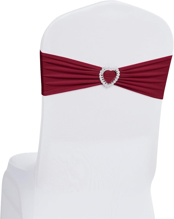 Howhic Pack of 30 Spandex Chair Sashes Bows Stretch Chair Cover Band