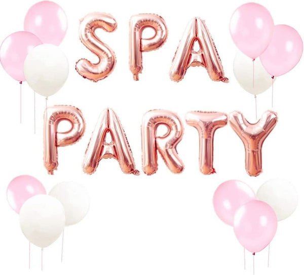 LaVenty 13 PCS SPA PARTY Balloons, Spa Party Banner for Spa Theme Birthday Salon Makeup Party Decoration