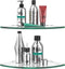 VeeCano 2 Tier Glass Corner Shelf Clear Shower Shelf Adhesive Shower Caddy Corner
