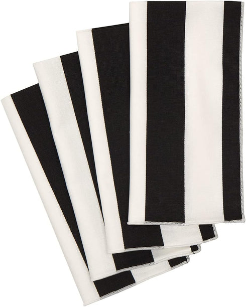 Black and White Table Linens, 100% Cotton Cloth Napkins 18" Dinner Pk 4