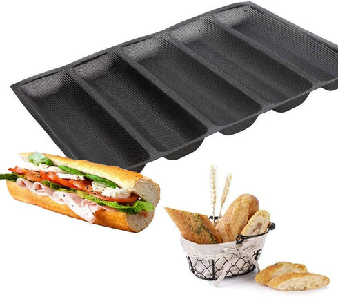 5 Loaf Silicone Bread Mold - Flexible Reusable Non-Stick Baking Mould with Perforated Forms