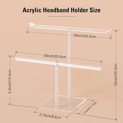 Acrylic Headband Holder, Clear Scrunchie Holder Organizer, Hair Accessories Display Stand for Women and Girls