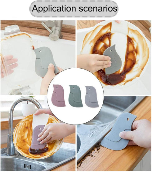 2pcs Penguin Shape Baking Tool, Soft Cleaning Blade Scraper for Oil Dish Plate Cleaning, Kitchen Accessories (11x7 cm)