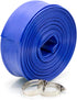 WWD POOL 1-1/2" x 50' Heavy Duty Backwash Hose with Clamp - General Purpose PVC Lay-Flat Water Discharge
