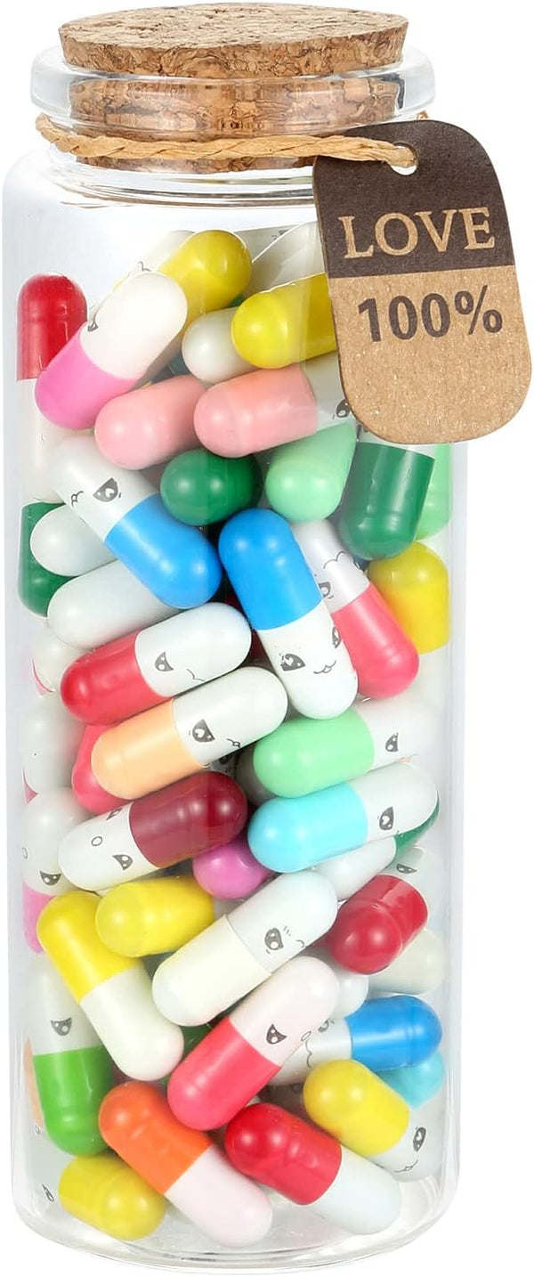 101PCS Cute Capsule Message Love Letters in Wish Bottle, Lover Gift for Anniversary, Valentines, Long Distance