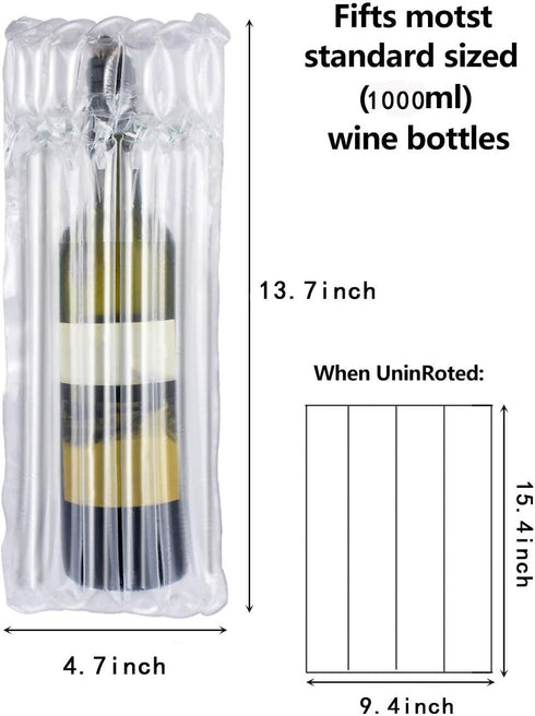 50 PACK Packaging YunKo Wine Bottle Protector Inflatable Bottle Shipping Bags Air Column Bubble Cushion Sleeves