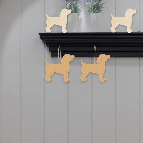 Dog Shape Wooden Blank Ornaments, Unfinished Art for Doghouse Decoration, 20 Pcs for Parties