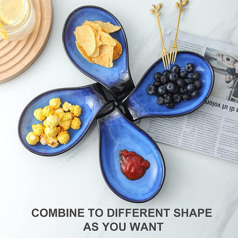 Nihow 4 Inch Ceramic Spoon Rest, Heat Resistant Utensil Holder for Kitchen Counter, Dishwasher Safe, Elegant Blue