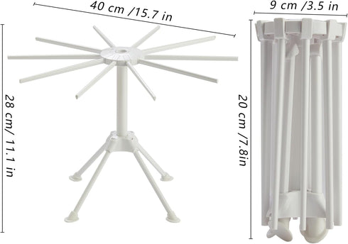 Zxmissu 2 Pack 10 Foldable Pasta Drying Rack, Homemade Fresh Spaghetti Stand Collapsible Dryer Noodle Hanger