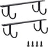 Mocoum Rustic Under Cabinet Mug Rack, 2 Pack Black Cup Holder with 8 Hooks for Mugs and Kitchen Utensils
