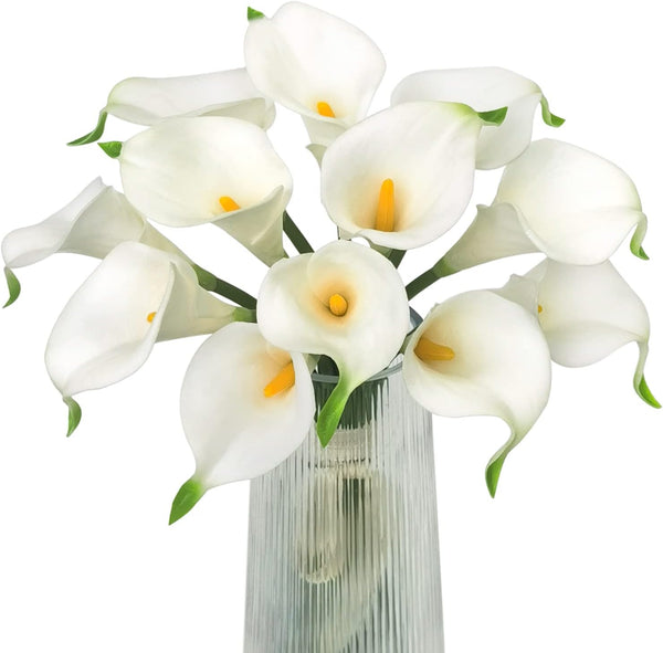 Letjolt Artificial Calla Lily White Flowers, 12Pcs Fake Flower Bouquet for Home Decoration Wedding Party Decor