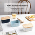 KOOV Porcelain Large Butter Dish with Lid for Countertop, Airtight Butter Container with Oak Lid, Butter Crock, Perfect for 2 Sticks of Butter, Texture Series (White)
