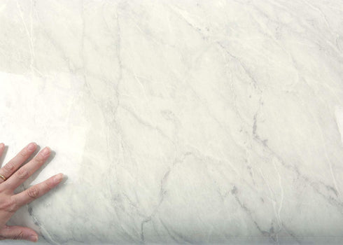ROSEROSA Peel and Stick PVC Faux Marble Wallpaper - Self-Adhesive Counter Top Shelf Liner Carrara (PGS4133)