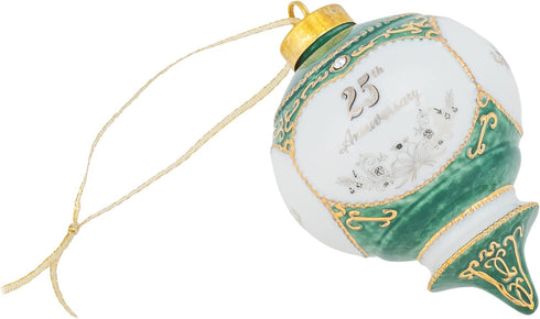 CBE Victorian 4.5 Inch Porcelain Hanging Ornament for Happy 25th Wedding Anniversary