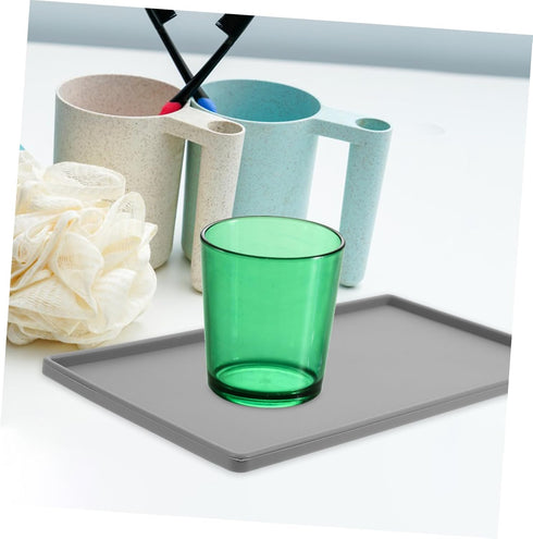 Non-Slip Silicone Vanity Tray, Rectangle Jewelry Tray, Mini Desk Organizer for Toilet, Sink, Soap Coaster