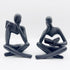 2 Pieces Home Decor Black Reading Thinker Statue Modern Figurines Abstract Aesthetic