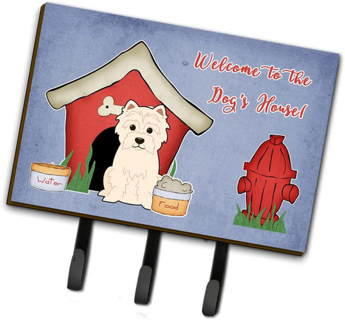 Caroline's Treasures BB2796TH68 Dog House Collection Westie Leash or Key Holder, Wall Hooks for Keys, Towels