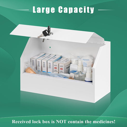 12.2 5.9 7.87 inch KYODOLED Wall Mount Medicine Lock Box, Drug Cabinet with Key, Large Capacity Secure Steel