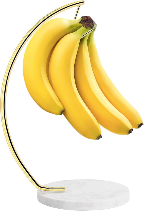 Livabber Banana Holder with Marble Base, Metal Banana Hanger Modern Tree Stand