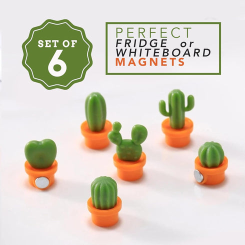 Jolitee 6-Piece Mini Cactus Fridge Magnets - Strong & Versatile Magnets for Refrigerator, Office, Cabinets, Lockers, and Whiteboards - Adorable Succulent Plant Themes
