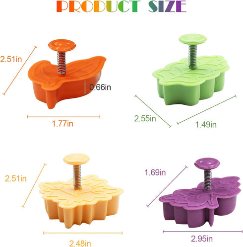 Cake Leaves Baking Pie Crust Cutters, Set of 4, Random Color