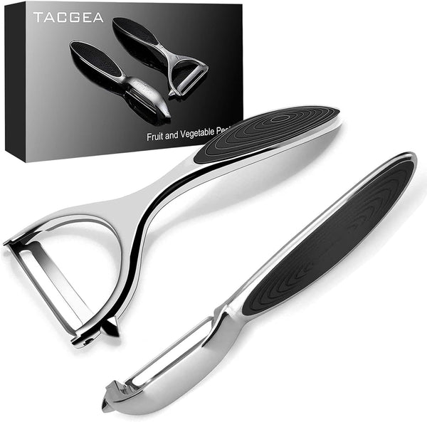 TACGEA Vegetable Peeler Set of 2 - Durable Non-Slip Handle Potato Peelers for Kitchen, Fruit Straight Blade