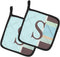 Caroline's Treasures CJ1003-SPTHD Letter S Initial Monogram, Blue Stripes Pair of Pot Holders, 7 1/2 x 7 1/2