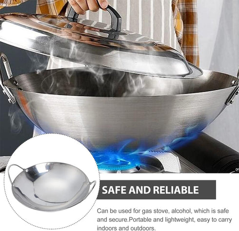 ERINGOGO Cast Iron Skillets, 10.5 Inch Metal Wok Pan, Large Handles, Cookware Sets