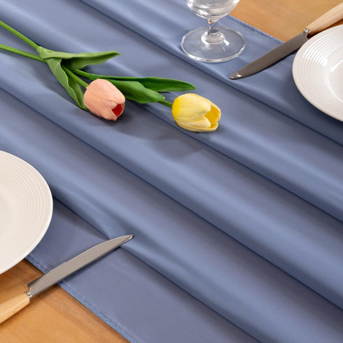 Socomi Dusty Blue Chiffon Table Runner 14ft, 29x170 Inches, Sheer Rustic Wedding Runner for Easter Spring Bridal Shower