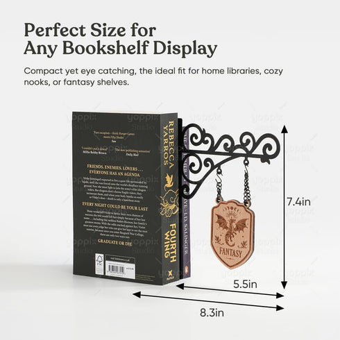 YOPPIX Book Nook Tavern Signs, About Reading List Theme Bookshelf Label, with Hanging Bracket, Tavern Style Decoration