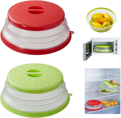Microwave Lid, Foldable Microwave Oven Cover for Food, BPA Free Plastic and Silicone, Multi-purpose Kitchen Tool (Gray)