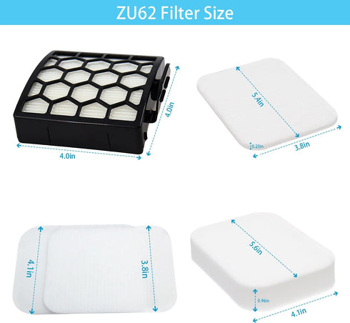 Replacement Filter for Shark ZU62 ZU60 Navigator Zero-M Pet Pro Vacuum, 2 Filter 6 Foam 6 Felt Kit