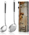 Pleafind 2-Pcs Ladle and Slotted Spoon, Stainless Steel Cooking Utensils for Home and Restaurant, Dishwasher Safe