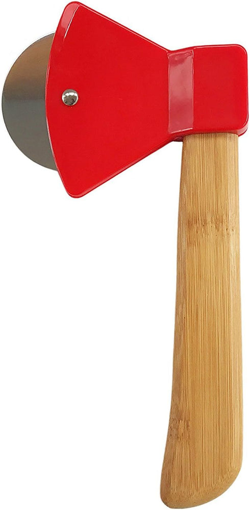 Axe Pizza Cutter with Bamboo Handle and Sharp Rotating Blade - Thacher's Nook