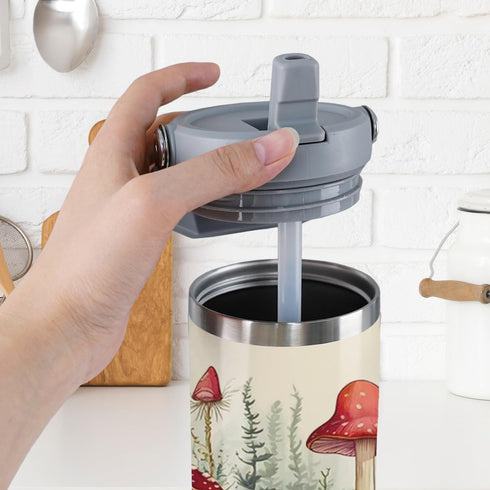 Unyopsa 30oz Mushroom Tumbler with Handle Vacuum Insulated Mushroom Cup with Lid and Straw Mushroom Gifts for Women Men