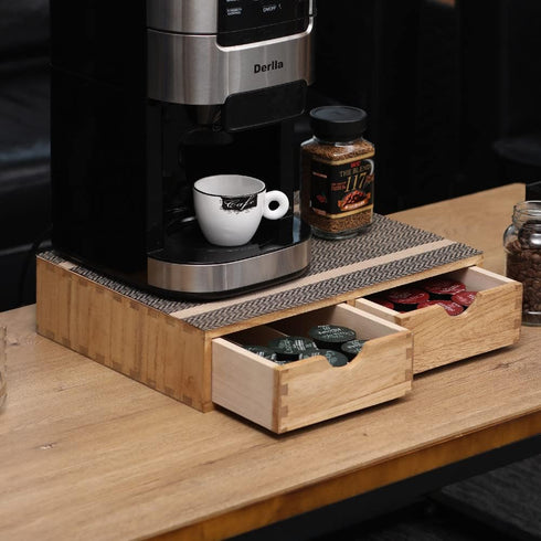 Storage Drawer Holder for Coffee Pods, K-Cup Organizer, 2 Drawers for Kitchen Utensil Storage, Home Decor, Office