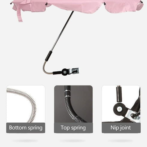 Versatile Beach Umbrella with Clamp for Strollers, Chairs & Golf Carts