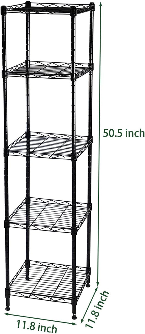 HESESOH 5-Wire Closet 11.8" 11.8" 50.5" Shelving Adjustable Shelves, Standing Storage Shelf for Laundry Bathroom