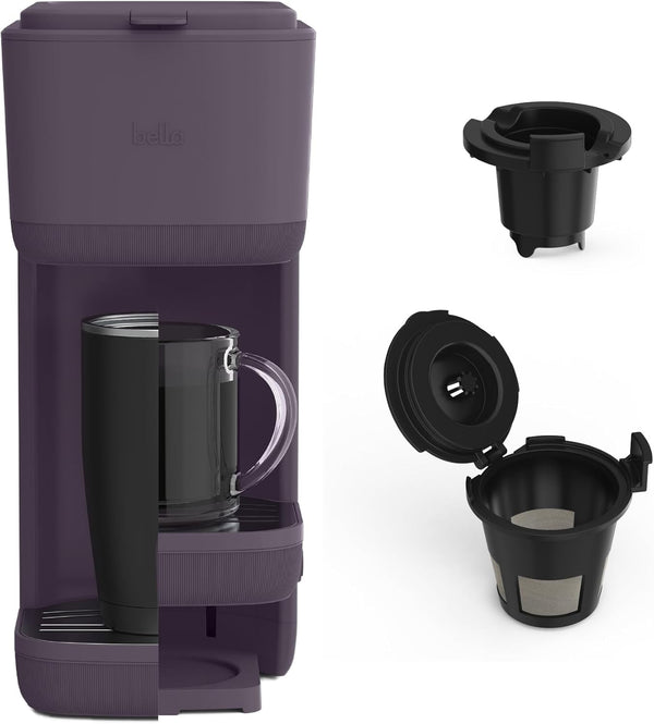 BELLA Single Serve Coffee Maker, K Cup & Coffee Ground Compatible with