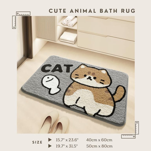 Cute Animal Rug Adorable Cartoon Floor Mats Non Slip Extra Absorbent Soft Bath Rug for Indoor Area Use