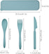2 Sets Reusable Utensil Set with Case, Portable Camping Fork Knife Spoon Set, Wheat Straw Travel Utensils for Lunch Box, for School Work Lunch or Daily Use (Green, Blue) by Zoyiancy