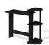 Furinno Compact Computer Desk with Shelves, Round Side, Americano/Black Finish