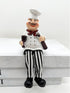 Set of 2 Home Kitchen Decor Chef Figurines, Bread & Wine Shelf Sitters for Kitchen Shelves and Countertop Display