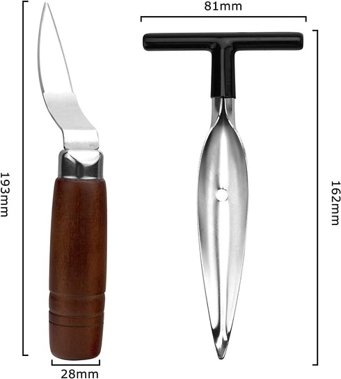 2 PCS Coconut Opener Tool Set, Stainless Steel Coconut Meat Remover, Non-Slip Wooden Handle Scraper Knife