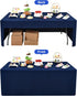 2 Pack 4ft (48x24 Inch), 3-Sided Wolkemer Open Back Fitted Tablecloth Rectangle Vendor Table Cloth Washable Navy Fabric