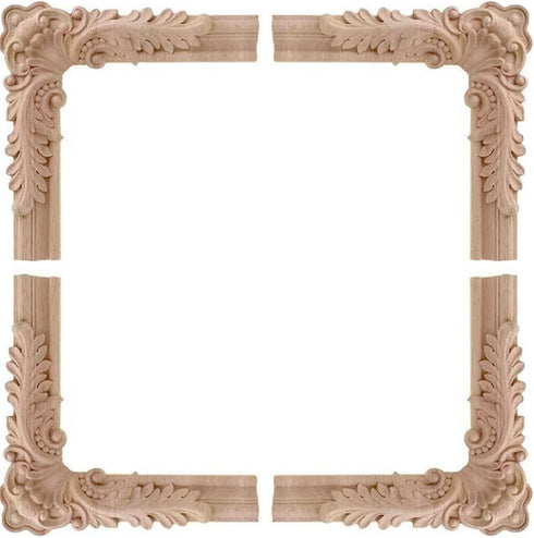 YOKIOU 4PCS Decorative Wood Carved Corner Onlay Appliques 4.7 * 4.7in for Furniture