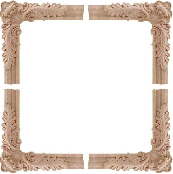 YOKIOU 4PCS Decorative Wood Carved Corner Onlay Appliques 4.7 * 4.7in for Furniture