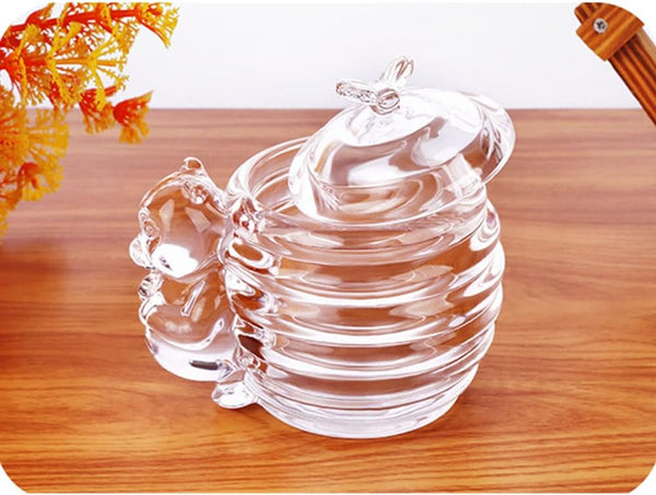 XIZHI 200ML Glass Honey Jar with Bee Decoration Lid and Small Bear Decorative