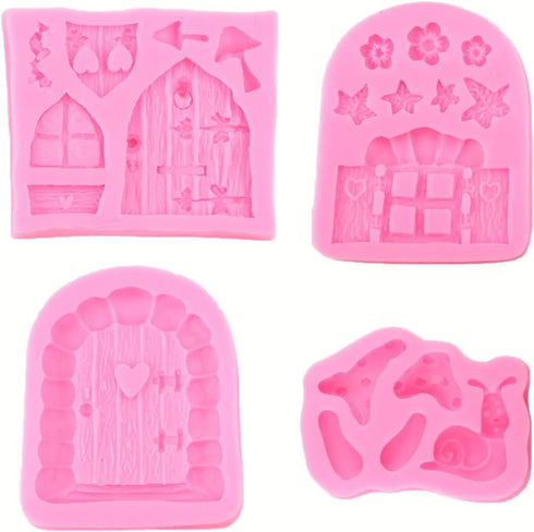 Set of 4 Silicone Molds for Fondant, Candy, Chocolate, Desserts, Ice Cube, Gum, Clay, Biscuit, Plaster, Resin, Cake