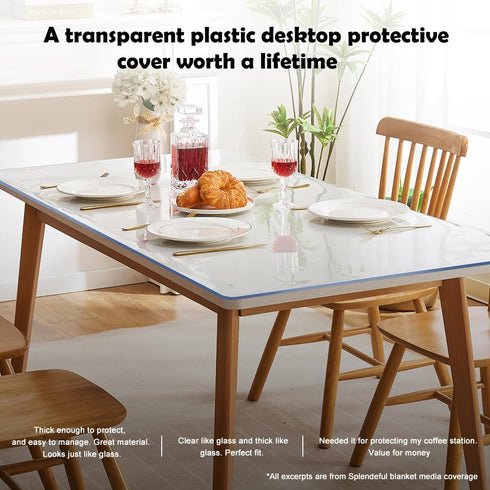 SPLENDEFUL 18x18 Square Clear PVC Table Cover Protector - Crystal Tablecloth for Coffee, Dining, Office, End